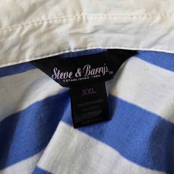Steve & Barry's‎ Womens Striped Polo Shirt XXL Blue White Collared Preppy Casual - Picture 8 of 8